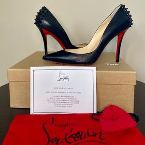 Black Louboutin Leather Spike Heel Pumps Size 39